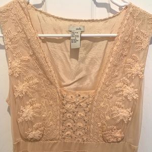 Anthropologie Odille Lace Dress - size 6 - peach champagne-